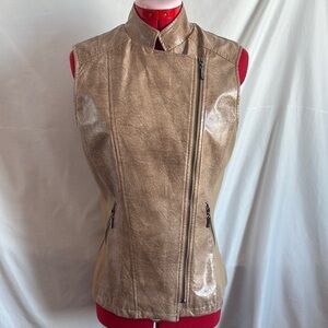 SM332 Peter Nygard Tan Suede Vest with Asymmetrical Zipper